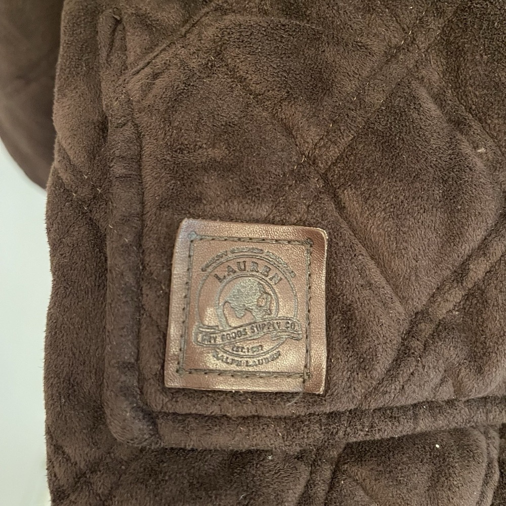 Lauren Ralph Lauren Womens XL Quilted Velvet Velour Brown Barn Coat Jacket - Picture 3 of 9
